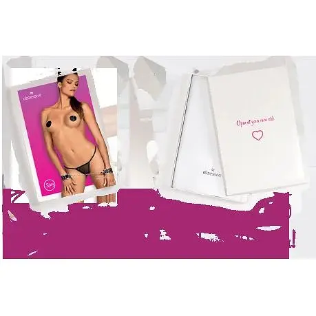 Наручники з блискітками та ланцюгом Obsessive A746 cuffs, чорно-золоті - фото 4