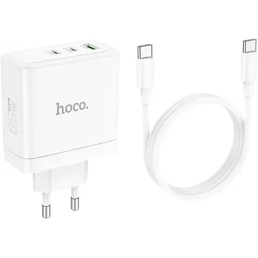 Зарядний комплект Hoco n30 glory pd 65 W three-port (2 c1a) fast charger set - фото 1