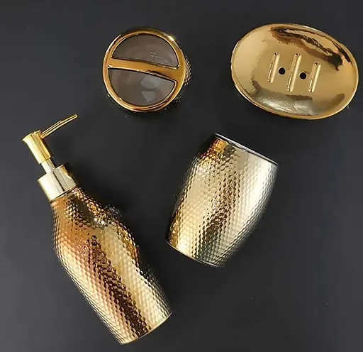 Набор аксессуаров для ванной комнаты Rea gold HOM-01108, Золотой - фото 4