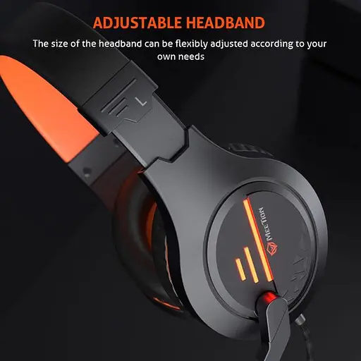 Дротова гарнітура MeeTion Gaming Backlit MT-HP021, USB, 3.5mm, 1.8m, black-orange - фото 5