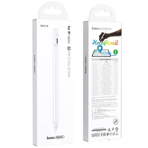 Стилус Hoco GM112 Intelligent anti-lost active capacitive pen with digital display for iPad White - фото 6