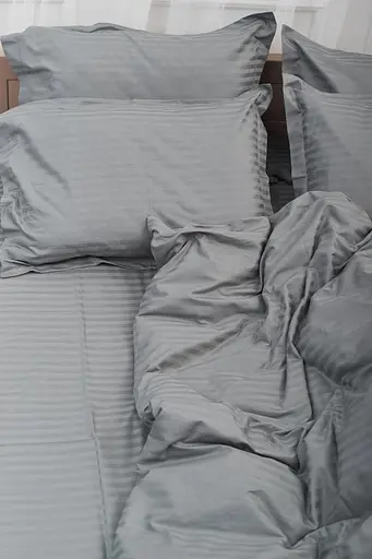 Комплект постільної білизни Moon&Star Satin Stripe Stripe Gray полуторний 143х210 наволочки 4х70х70 - фото 4