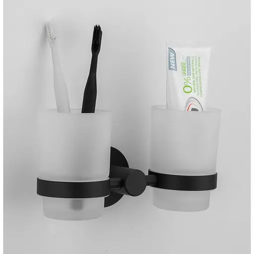 Склянка подвійна з тримачем Frap скло чорний/нержавіюча сталь F30208 1/20 чорний матовий - фото 2