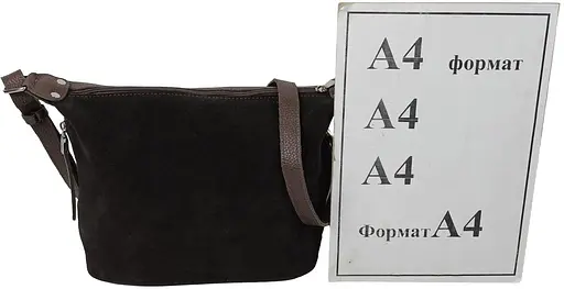 Женская сумка из натуральной кожи и замши Borsacomoda темно-коричневая sum0028738 - фото 10