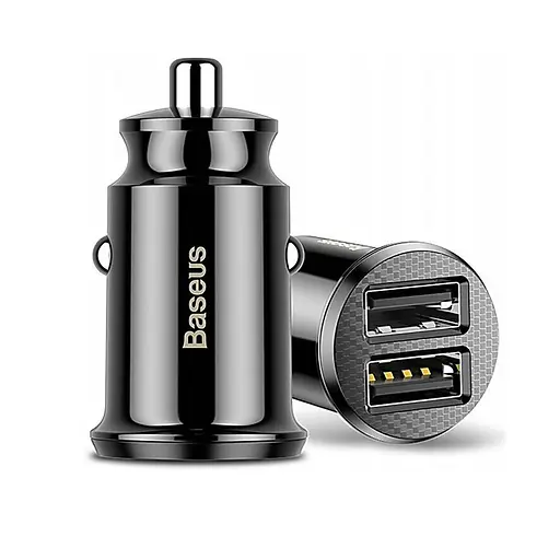 Автомобільний зарядний пристрій Baseus Circular Plastic A A 30W Dual QC3.0 Quick Car Charger Чорний - фото 1
