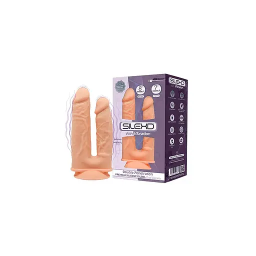 Вібратор SilexD Premium Silicone Dildo Model 1 Size 8"-7" 19.5 см тілесний - фото 3