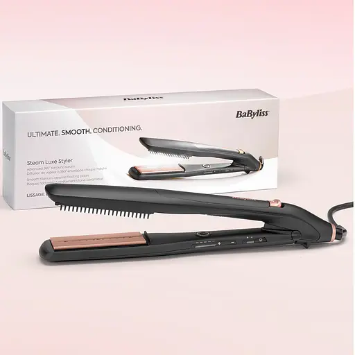 Випрямляч BaByliss Babyliss Steam Lux Styler, 56 Вт, температурних режимів 5, 170-210C, термо коврик, кераміка, чорний - фото 7