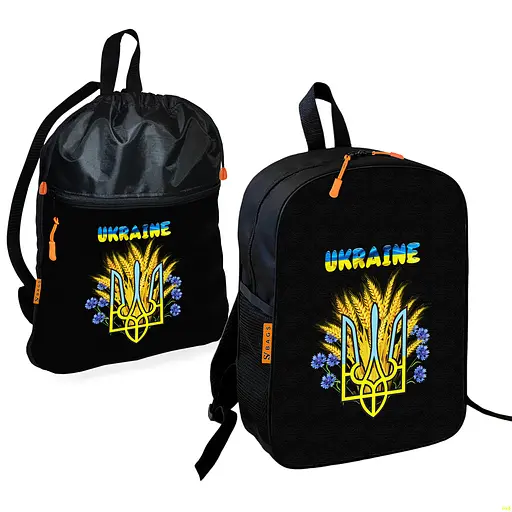 Школьный рюкзак детский Тризуб Украина + Сумка для обуви спортивной формы рюкзак-мешок мальчику (01854)