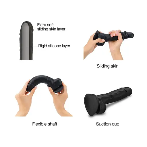 Реалистичный фаллоимитатор Strap-On-Me Sliding Skin Realistic Dildo Black - S, эффект подвижной кожи - фото 3