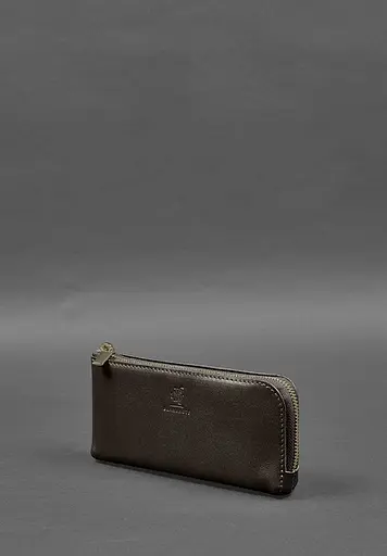 Кожаный портмоне-купюрник на молнии 14.0 темно-коричневый - фото 4