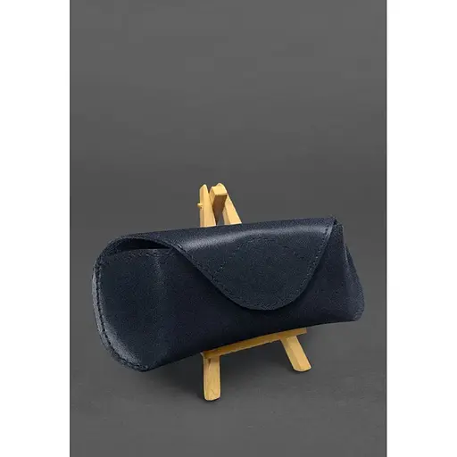 Кожаный чехол для очков BlankNote Краст с клапаном на магните Темно-синий  - фото 3