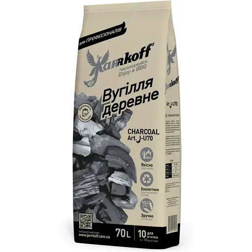 Уцінка. Вугілля деревне Jarrkoff 70 л. (10кг) - фото 1