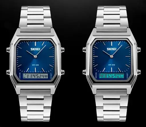 Наручний чоловічий годинник Skmei 1220 Tango Сріблястий з синім - фото 3