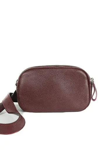 Шкіряна сумка поясна / кроссбоді Holly бордова флотар - фото 2