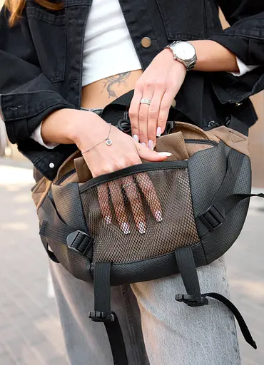 Большая женская поясная сумка бананка Sambag DynamicDart орех 38×21×7 см (80411119) - фото 5