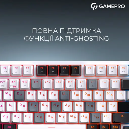 Клавіатура бездротова ігрова механічна GamePro MK-160-W Pro White-Black QLAB Orange Switches Hot-Swap - фото 11