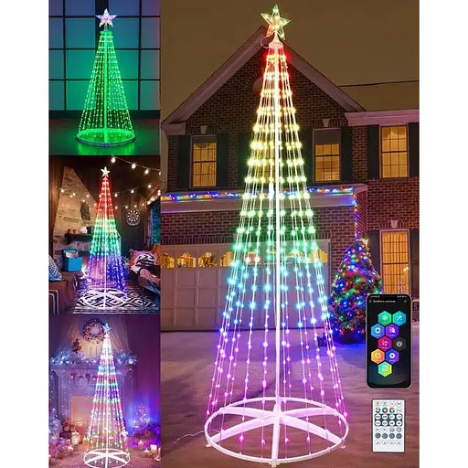 Новогодняя конусная елка Sun Lamp умная светодиодная 190 лампочек RGB Bluetooth 180 см