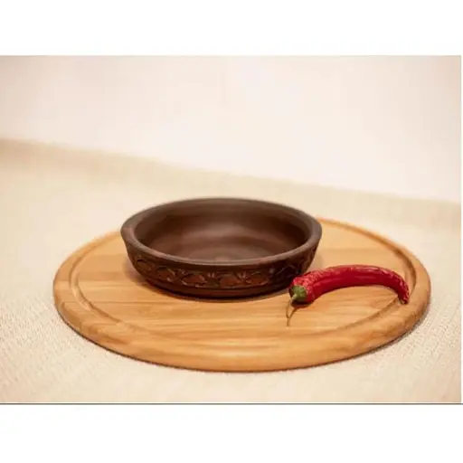 Кеца для випікання 15 см керамічна (глиняна) різьблена коричнева  