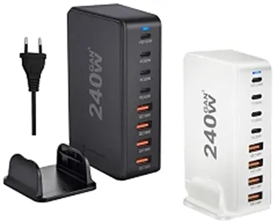 Зарядний пристрій YMS-858 240W для GAN3 (1Type-C100W+3Type-C30W/4USBQC3.018W) Білий - фото 7