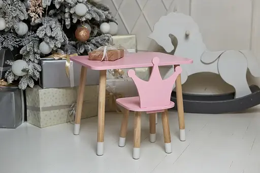 Дитячий прямокутний столик (Рожевий) та стільчик Корона (Рожева) - фото 9