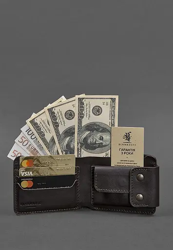 Чоловіче шкіряне портмоне Zeus 9.0 темно-коричневе краст - фото 4