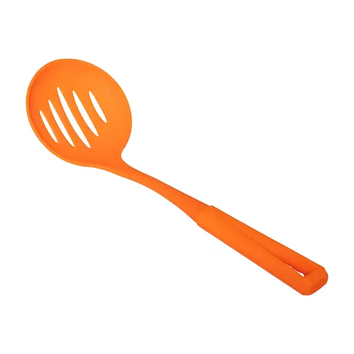 Шумівка кухарська пластикова перфорована з прорізами 34 см, Kitchen Master Помаранчевий 85685 - фото 1