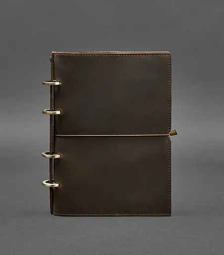 Шкіряний блокнот А5 на кільцях (софт-бук) 9.0 в м'якій коричневій обкладинці - фото 1