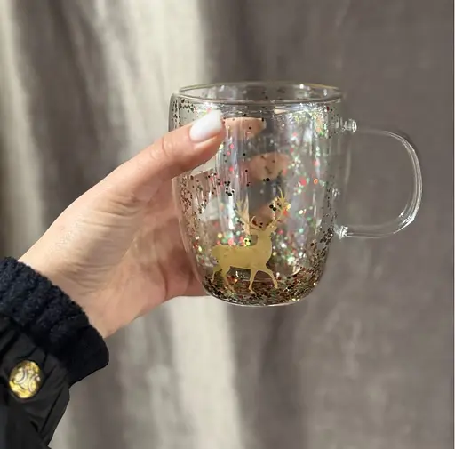 Набор чашек новогодних Vittora VT-5330-350 Праздник в чашке с двойным дном 350 мл Прозрачный 2 шт - фото 3