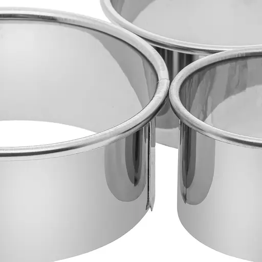 Набір круглих форм для оформлення салатів та висічки тіста для пельменів вареників Ø 9/7.5/6 см (3 шт.), Kitchette Сріблястий 85156 - фото 9