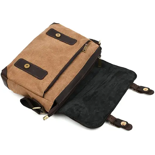 Чоловіча сумка через плече з канвасу та шкіри TARWA 33х22х8 см sum0028154 - фото 3