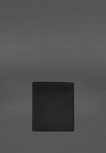 Кожаный портмоне на кнопке Brut черный краст - фото 2