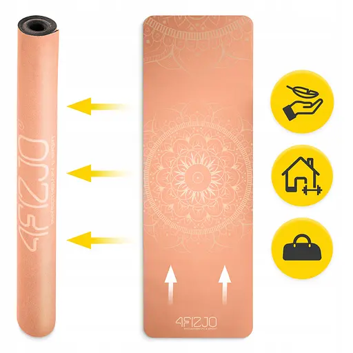 Коврик (мат) спортивный 4FIZJO замша 183 x 61 x 0.15 см для йоги и фитнеса Orange (P-5905973404402) - фото 3