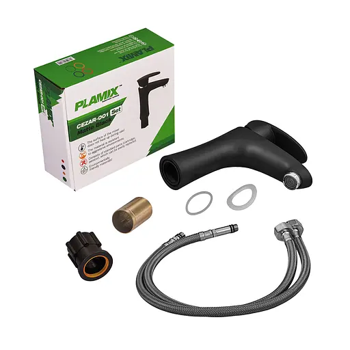 Змішувач для умивальника Plamix Cezar-001 SET Matte black PM0662 Чорний матовий - фото 5