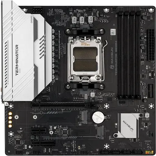 Материнская плата Maxsun Terminator AM5 B650M, B650, 4xDDR5, Int.Video (CPU), 4xSATA3, 2xM. 2, 1xPCI-E 4.0 x16, 1xPCI-E 3.0 x4, 1xPCI-E 3.0 x1, ALC897, RTL8125BG, RGB sync, 4xUSB3.2/4xUSB2.0/1xUSB-C, DP/HDMI, Micro ATX