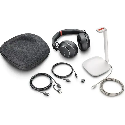 Гарнитура Poly компьютерная стерео On-ear Voyager Surround 85-M с подставкой для зарядки черная - фото 2