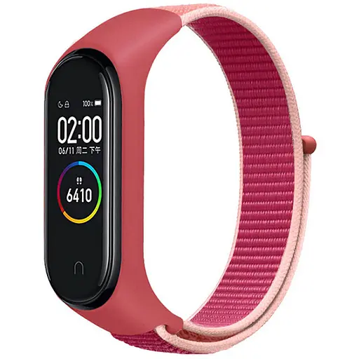 Ремешок Nylon New для Xiaomi Mi Band 3/4/5/6/7 Pomegranate Red / Pink