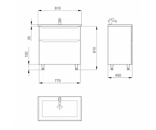 Тумба підлогова Sanwerk Ера 80 Білий з умивальником Idea (MV0000853) Білий - фото 5