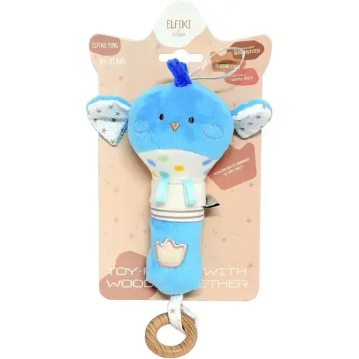 Игрушка-погремушка Elfiki Птичка Пипо голубая (ИГ-0104) - фото 1