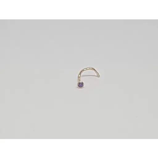 Золотая серьга-пирсинг в нос Dear с фианитом.1024.1 Фиолетовый - фото 3