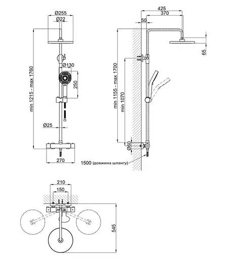 Душевая система универсальная Qtap Sloup Chrome термостатическая QTSL57103ONC - фото 9
