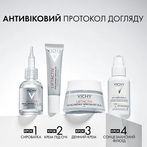 Антивікова сироватка з гіалуроновою кислотою Vichy Liftactiv Supreme HA Epidermic Filler для скорочення зморшок та відновлення пружності шкіри 30 мл (MB271100) - фото 5