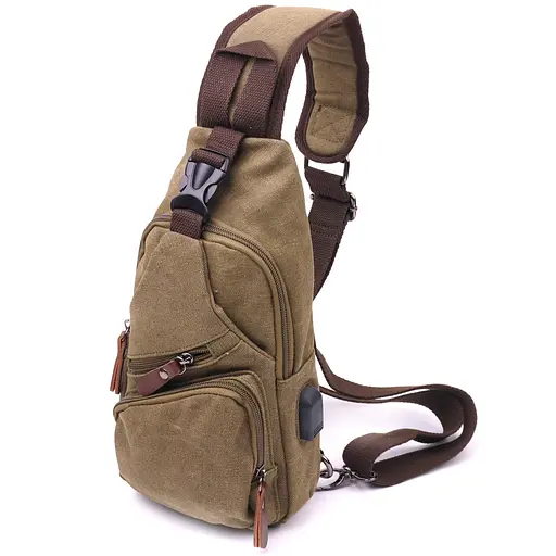 Современная сумка через плечо с usb кабелем мужская из плотного текстиля Vintage 15х31х6 см sum0021418 - фото 1