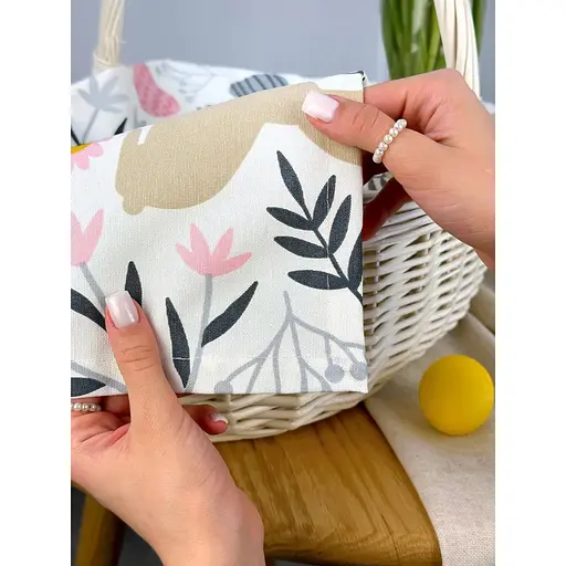 Пасхальное полотенце водоотталкивающее для корзины Пасхальные зайчики 70х40 см серый - фото 5