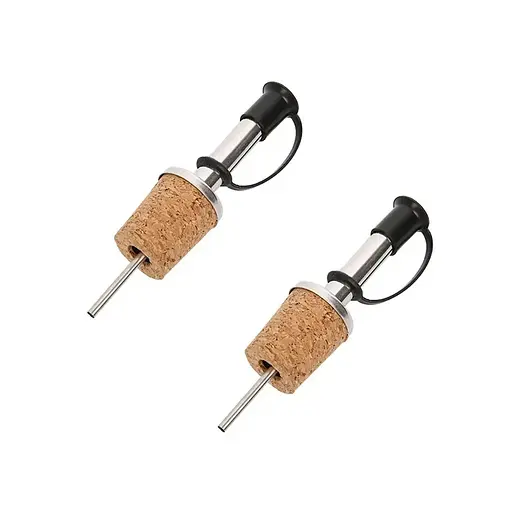 Пробка-носик гейзер дозатор пробковий для розливу з пляшки з носиком з нерж. сталі (2 шт. у комплекті), Kitchen Master Чорний 86530 - фото 1