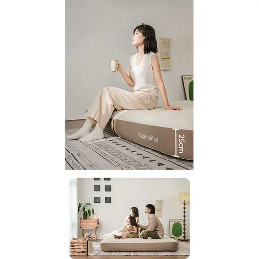 Матрас надувной двухместный Naturehike CNK2450WS023, 250 мм, бело-коричневый. - фото 2