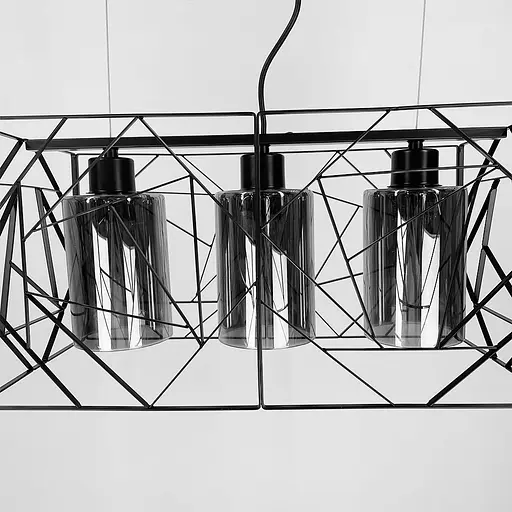 Світильник Лофт у чорному корпусі на 3 графітових плафони | Арт. 12120/3 BK+GR | Line F - фото 3