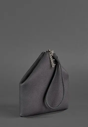 Шкіряна жіноча сумка-косметичка Піраміда чорна - фото 5