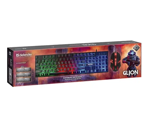 Набір клавіатура + миша (провідний) Defender Glion C-123 RGB-підсвічування (Чорний) - фото 3
