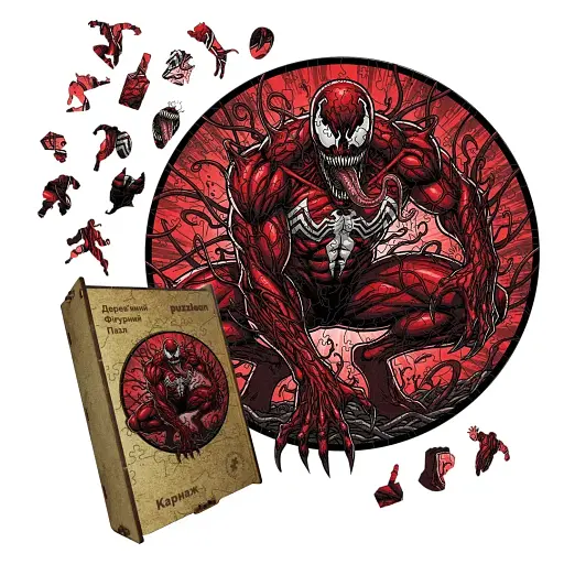 Дерев'яний фігурний пазл Карнаж, А5, Картонна коробка 35 елементів