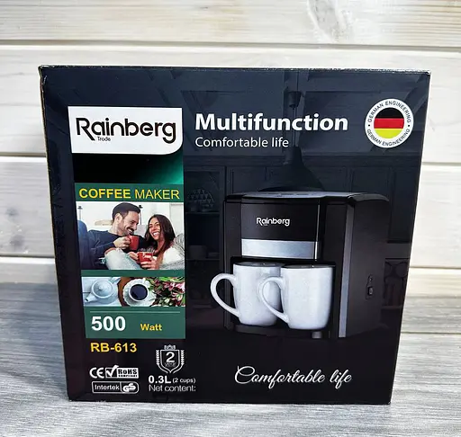 Капельная кофеварка Rainberg RB-613 на 2 чашки Черная 500 Вт - фото 8